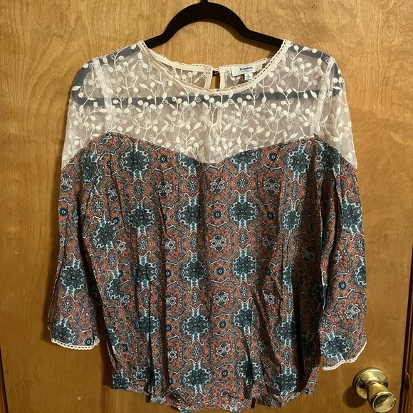 Hayden Los Angeles Tops - Women's Patterned Lace Top NWOT